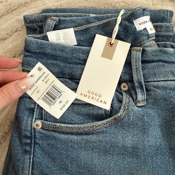 Good American Good Classic Slim Fit Stacked Jeans Blue803 | NWT | Size 10 - Picture 7 of 9